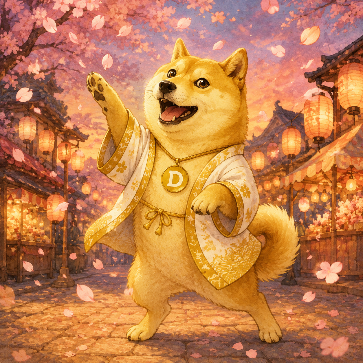 Doge at a blossom festival